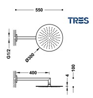 MEDIDAS ROCIADOR DUCHA MURAL TRES